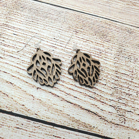 Walnut Peacock Feather Sterling Earrings